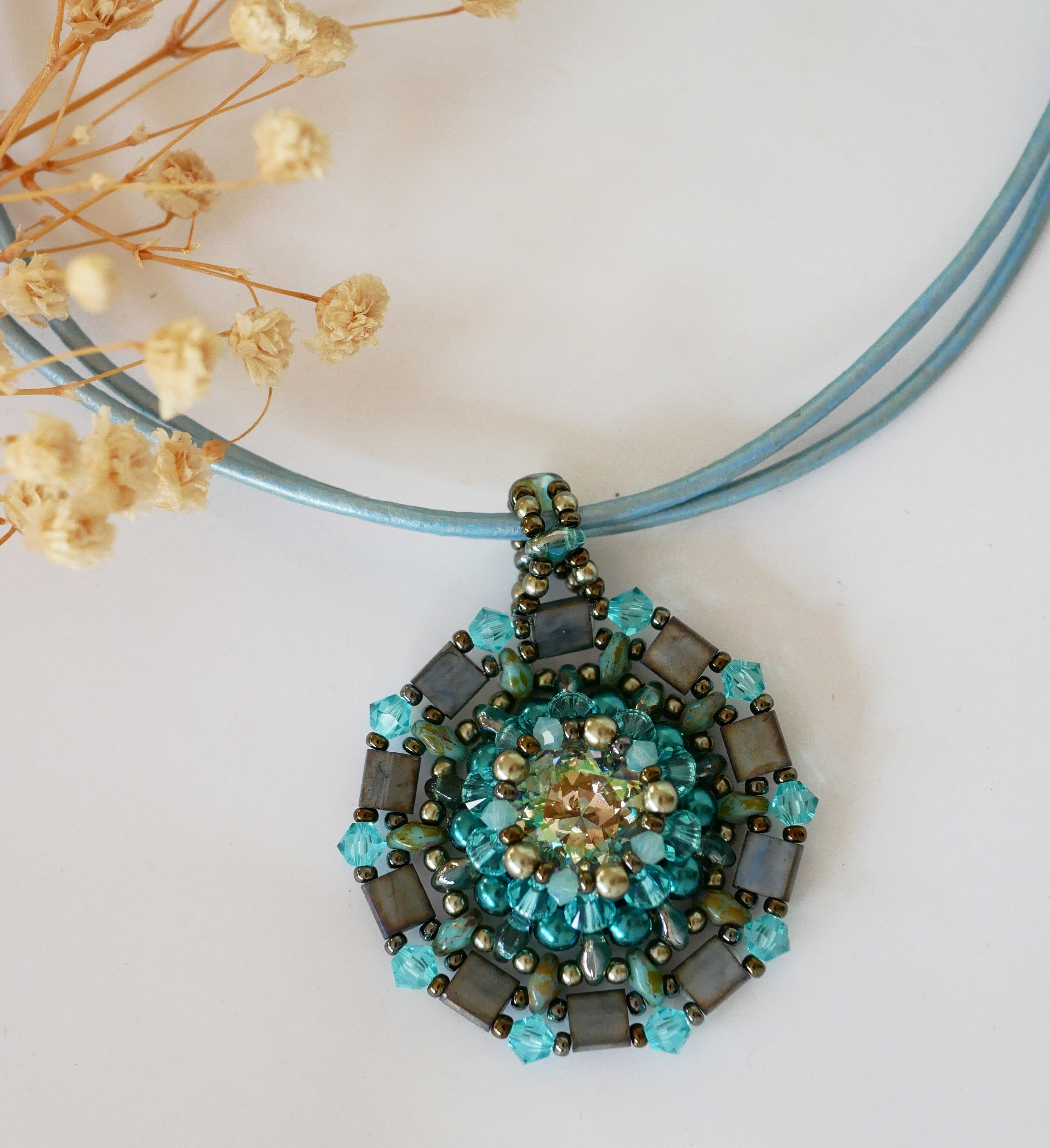 Collier pendentif Twina Vert turquoise