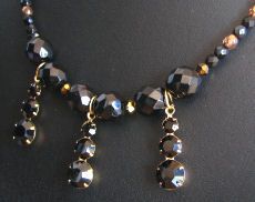 Collier pendentifs Strass noir