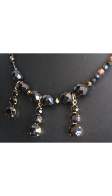 Pendentif fantaisie métal strass trèfle noir et transparent - ID'KDO