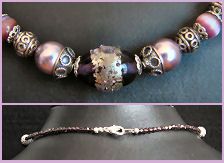 Collier de perles Violet & métal