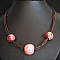 Collier trio de perles roses et cordons cuir