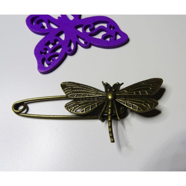 Epingle broche Libellule bronze vieilli