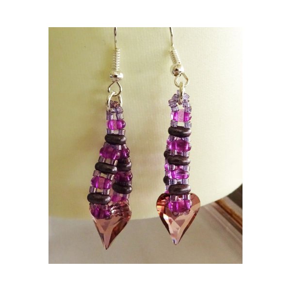 Kit boucles d'oreilles Coeur Améthyste