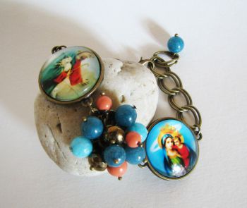 Kit bracelet cabochons Jésus et Marie sur chaîne