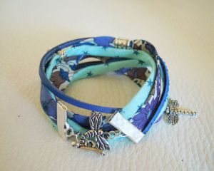 Bracelet Liberty double Bleu Libellule