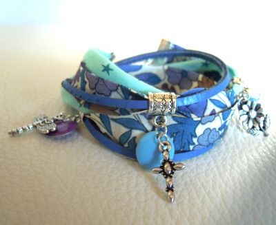 Bracelet Liberty double Bleu Libellule