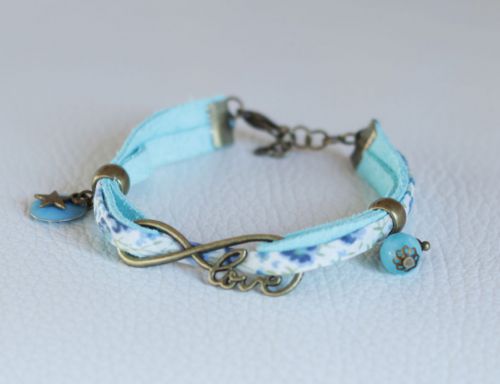 Kit bracelet Love en Liberty bleu
