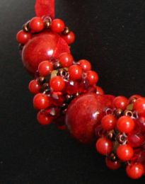Kit collier au ruban Haranai Corail rouge