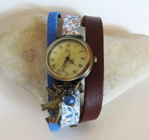 Kit montre bracelet Liberty Cuir Oiseau