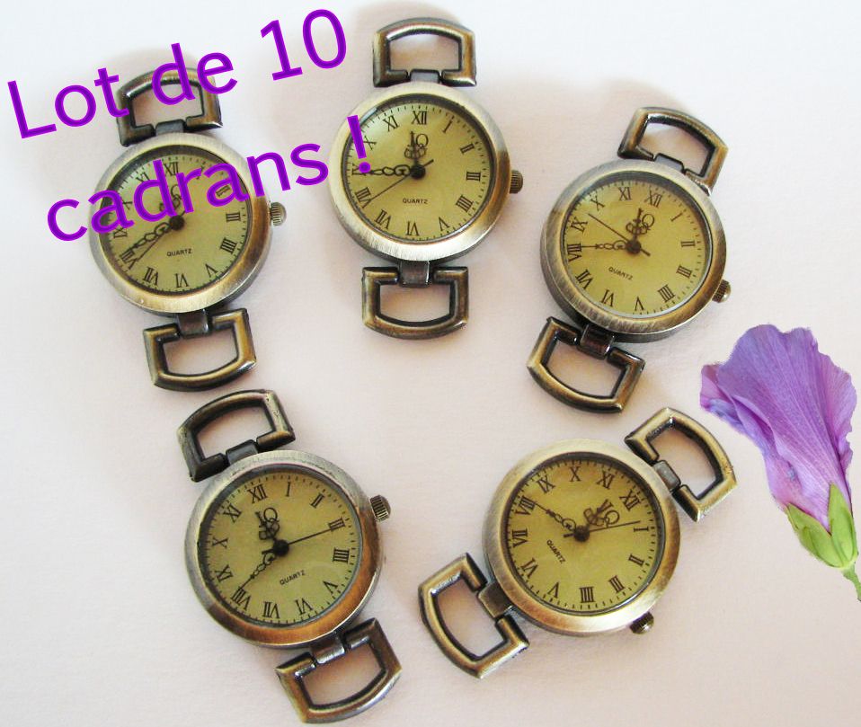 Lot de 10 cadrans de montre bronze rétro