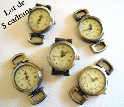 Lot 5 cadrans de montre bronze rétro