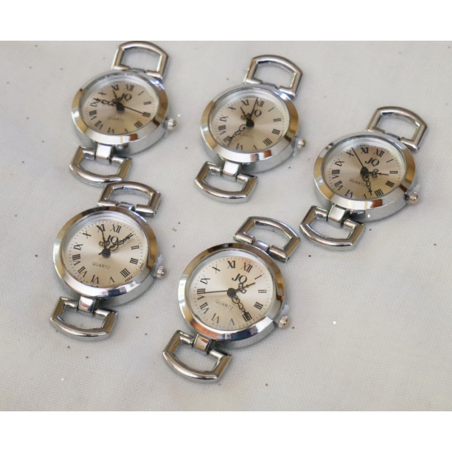 Lot de 5 cadrans argenté pour création de montre