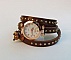 Montre or rose bracelet cuir marron breloques cuivr&eacute;es