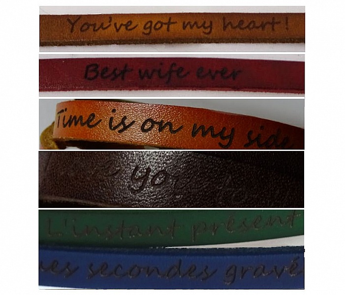 Montre bracelet cuir 3 tours phrase grav&eacute;e