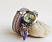 Montre bracelet double cuir argent&eacute; et lilas