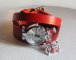 Montre cuir  rouge grav&eacute; breloques Papillon rose