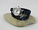 Montre double bracelet strass bleu