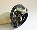 Montre bracelet cuir noir clout&eacute;s d&eacute;cor Rose et perles