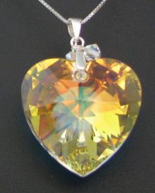 Pendentif  Coeur Swarovski cha&icirc;ne argent
