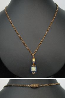 Pendentif  Murano bleu & dor&eacute; sur cha&icirc;ne