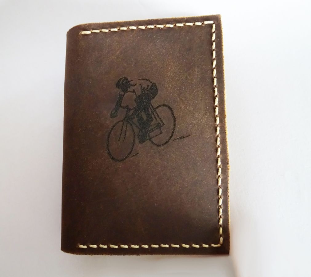 Porte-feuilles en cuir &eacute;pais Marron-camel