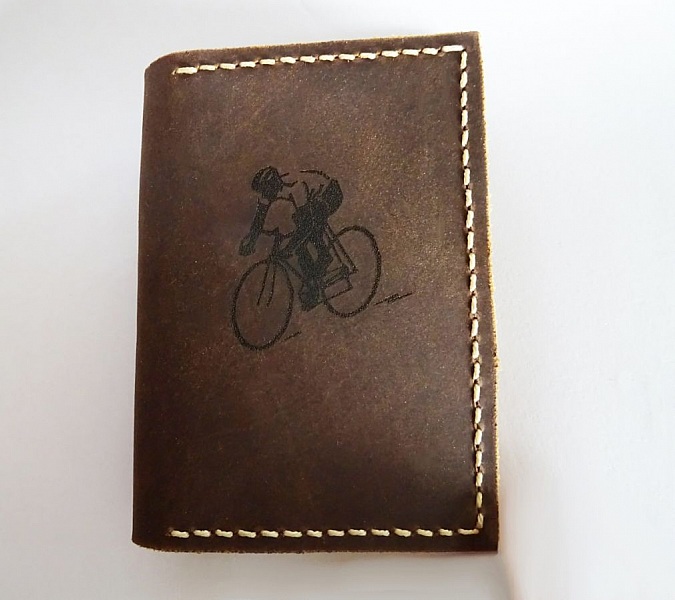Porte-feuilles en cuir &eacute;pais Marron-camel