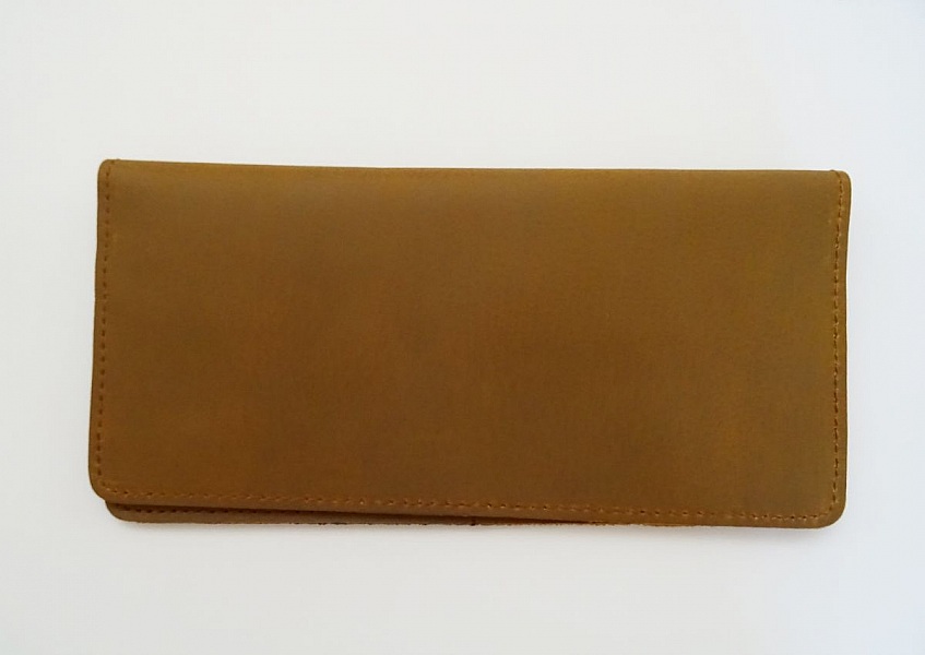 Porte-feuilles en cuir &eacute;pais Marron-camel