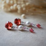 Boucles d'oreilles Cabochons Corail Swarovski et perles nacrées