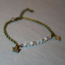 Bracelet fin chaîne bronze Blanc et doré