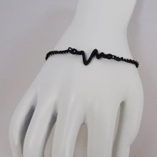 Bracelet fin noir design Ondes