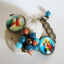 Bracelet cabochons Jésus et Marie sur chaîne