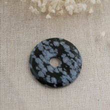 Donut en pierre d'obsidienne Flocon de neige diamètre 40 mm