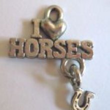 Breloque I LOVE HORSES 24 mm